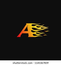 letter A Burning flame logo design template