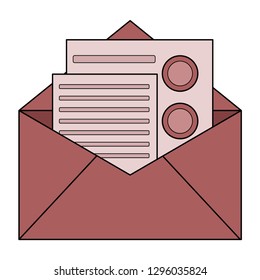 letter for business correspondence in a red envelope