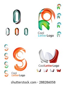 Emblemas comerciales de cartas, conjunto de iconos. Diseño hecho de formas abstractas solapadas de flujo geométrico