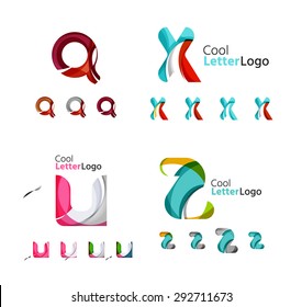 Emblemas de carta, conjunto de ícones. Design feito de formas de fluxo geométricas sobrepostas abstratas