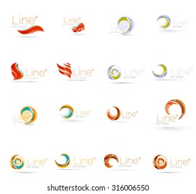 Letter business emblems, icon set. Design made of abstract overlapping geometric flowing shapes