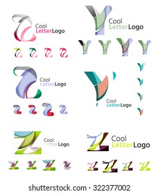 Briefmarken für Unternehmen, Symbolsatz. Design aus abstrakten, sich überlappenden geometrischen Formen
