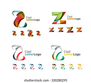 Emblemas comerciales de cartas, conjunto de iconos. Diseño hecho de formas abstractas solapadas de flujo geométrico