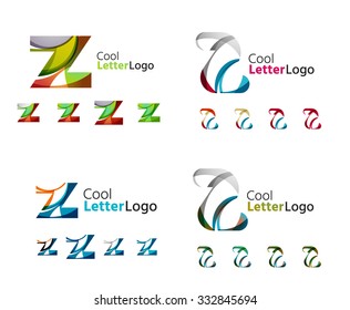 Emblemas comerciales de cartas, conjunto de iconos. Diseño hecho de formas abstractas solapadas de flujo geométrico