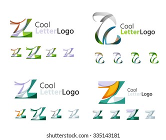 Briefmarken für Unternehmen, Symbolsatz. Design aus abstrakten, sich überlappenden geometrischen Formen