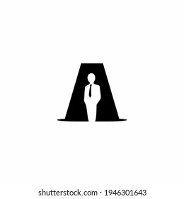ilustración del logotipo de la letra A y del vector del hombre de negocios