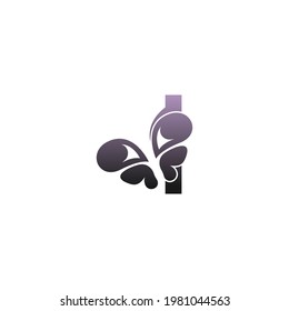 Letter I with butterfly icon logo design vector template