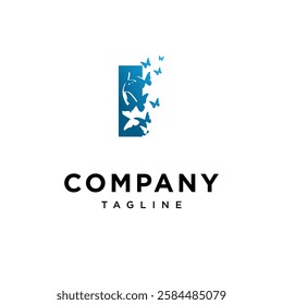 Letter I Butterfly Logo Icon Vector