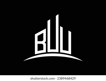 Letter BUU building vector monogram logo design template. Building Shape BUU logo.