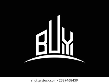 Letter BUY building vector monogram logo design template. Building Shape BUY logo.