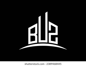 Carta BUZ modelo de diseño de logotipo de vector de construcción. Logo de Building Shape BUZ