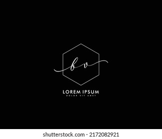 Letra BV Logo de escritura manual inicial con firma y estilo dibujado a mano.
