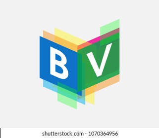 Letter BV logo with colorful geometric shape, letter combination logo design for creative industry, web, business and company.