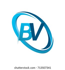 letter BV logotype design for company name colored blue swoosh. vector logo for business and company identity.