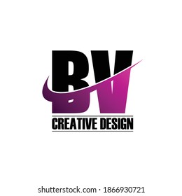 Letter BV simple logo design vector