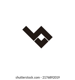 Letter bv vb b v square, outline geometric symbol simple logo vector