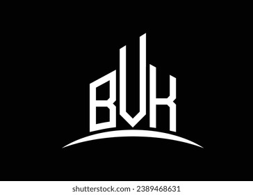 Letter BVK building vector monogram logo design template. Building Shape BVK logo.