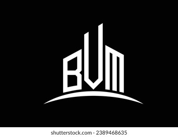 Letter BVM building vector monogram logo design template. Building Shape BVM logo.