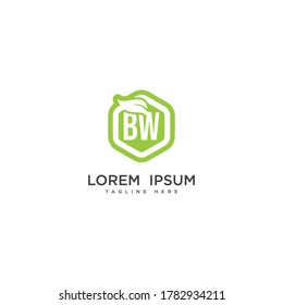 Letter BW eco leaf logo icon design template elements