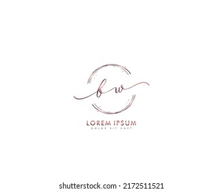 Letra BW Logo de escritura manual inicial con firma y estilo dibujado a mano.