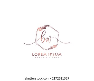 Letter BW Initial handwriting logo with signature and hand drawn style.