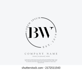 Letter BW Initial handwriting logo with signature and hand drawn style.