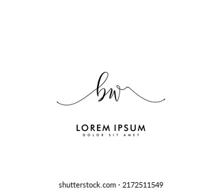 Letter BW Initial handwriting logo with signature and hand drawn style.