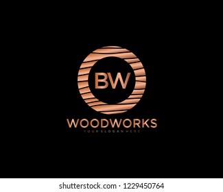 Letter BW initial wood logo vector