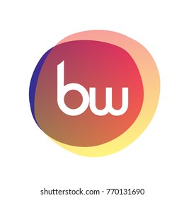 Letter BW logo with colorful splash background, letter combination logo design for creative industry, web, business and company.
