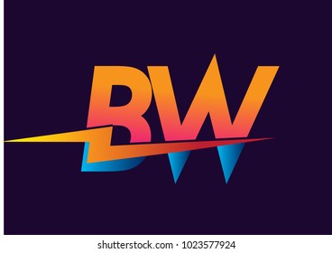 Letter BW logo with Lightning icon, letter combination Power Energy Logo design for Creative Power ideas, web, business and company.