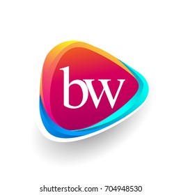 Letter BW logo in triangle shape and colorful background, letter combination logo design for company identity.