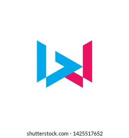 letter bw simple geometric line logo vector