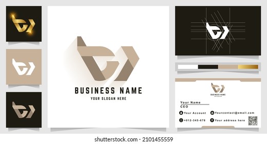 Logotipo de monograma de letras bW o tW con diseño de tarjetas de visita