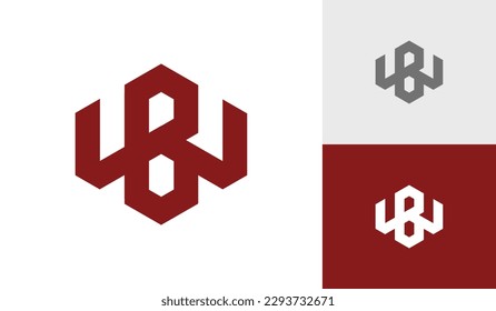Letra BW o WB vector de diseño del logotipo del hexagón inicial