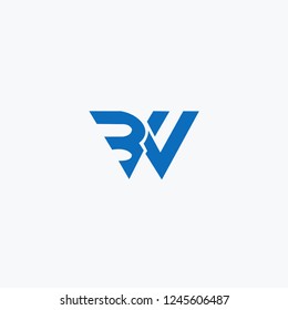 letter bw wb logo design