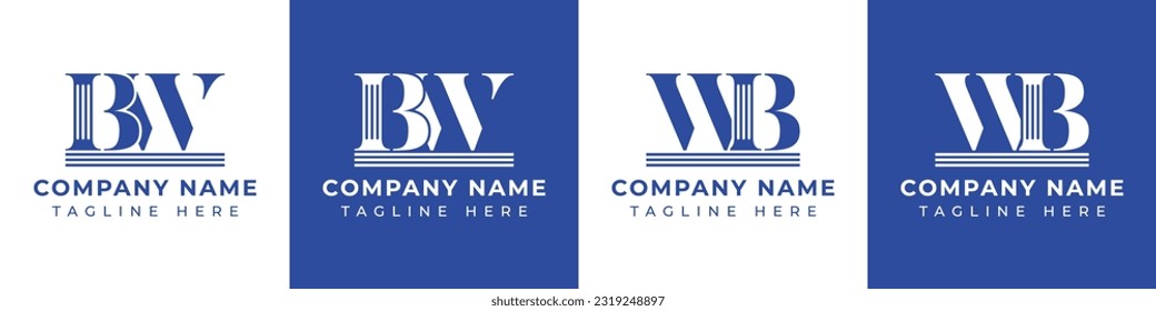 Letter BW and WB Pillar logo, suitable for any business with WB or BW related to Pillar.