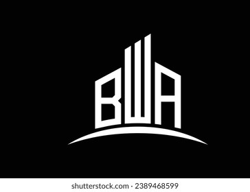 Letter BWA building vector monogram logo design template. Building Shape BWA logo.
