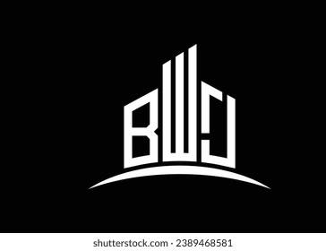 Letra BWJ edificio modelo de diseño de logotipo de monograma vectorial. Construyendo el logo de Shape BWJ.