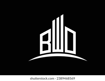 Letra BWO construcción de la plantilla de diseño del logotipo del monólogo del vector. Construyendo el logotipo de BWO Shape.