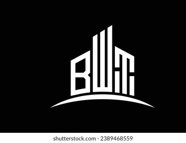 Letter BWT building vector monogram logo design template. Building Shape BWT logo.