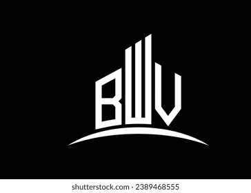 Letra BWV modelo de diseño del logotipo del vector de construcción del vector de construcción. Construyendo el logotipo de Shape BWV.