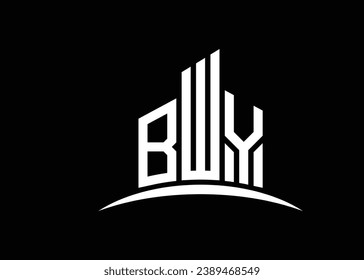 Letter BWY building vector monogram logo design template. Building Shape BWY logo