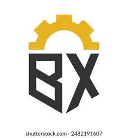 Letter BX Gear Logo Design for Service Center, Repair, Factory, Industrial, Digital and Mechanical Business