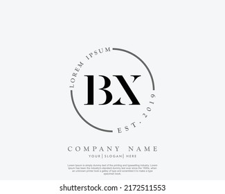 Letter BX Initial handwriting logo with signature and hand drawn style.