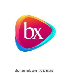 Letter BX logo in triangle shape and colorful background, letter combination logo design for company identity.