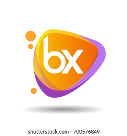 Letter BX logo in triangle splash and colorful background, letter combination logo design for creative industry, web, business and company.