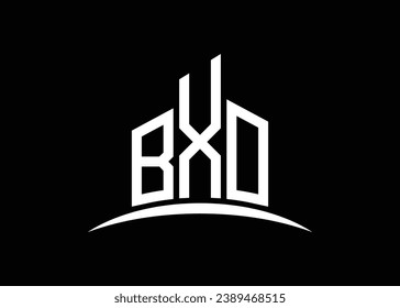 Letter BXO building vector monogram logo design template. Building Shape BXO logo.