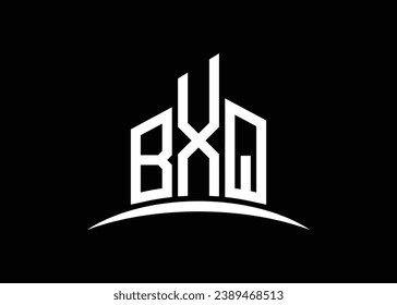 Letter BXQ building vector monogram logo design template. Building Shape BXQ logo.