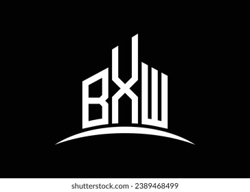 Letter BXW building vector monogram logo design template. Building Shape BXW logo.