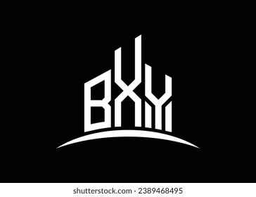 Letra BXY modelo de diseño del logotipo del vector de construcción de la letra. Construyendo el logotipo de Shape BXY.